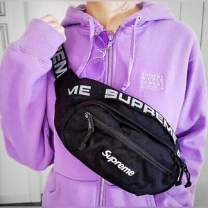 BLACK SUPREME LOGO WAIST BAG/FANNY PACK/POUCH OVER SHOULDER SLING BAG